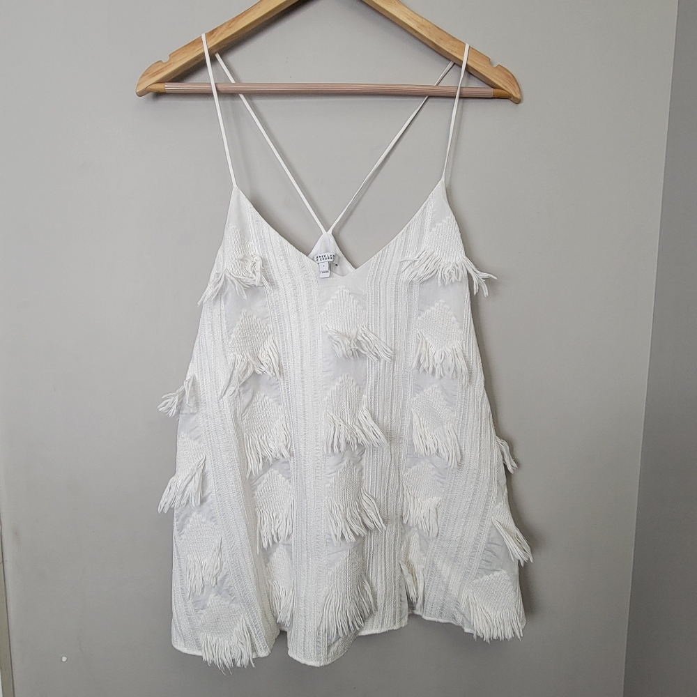 10 Crosby Derek Lam Womens Tassel Weave Tank Top White Size 6